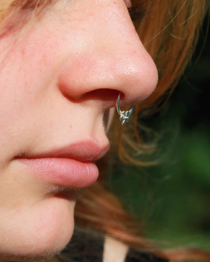 Silver flower septum hoop, septum piercing, septum jewelry, body jewelry