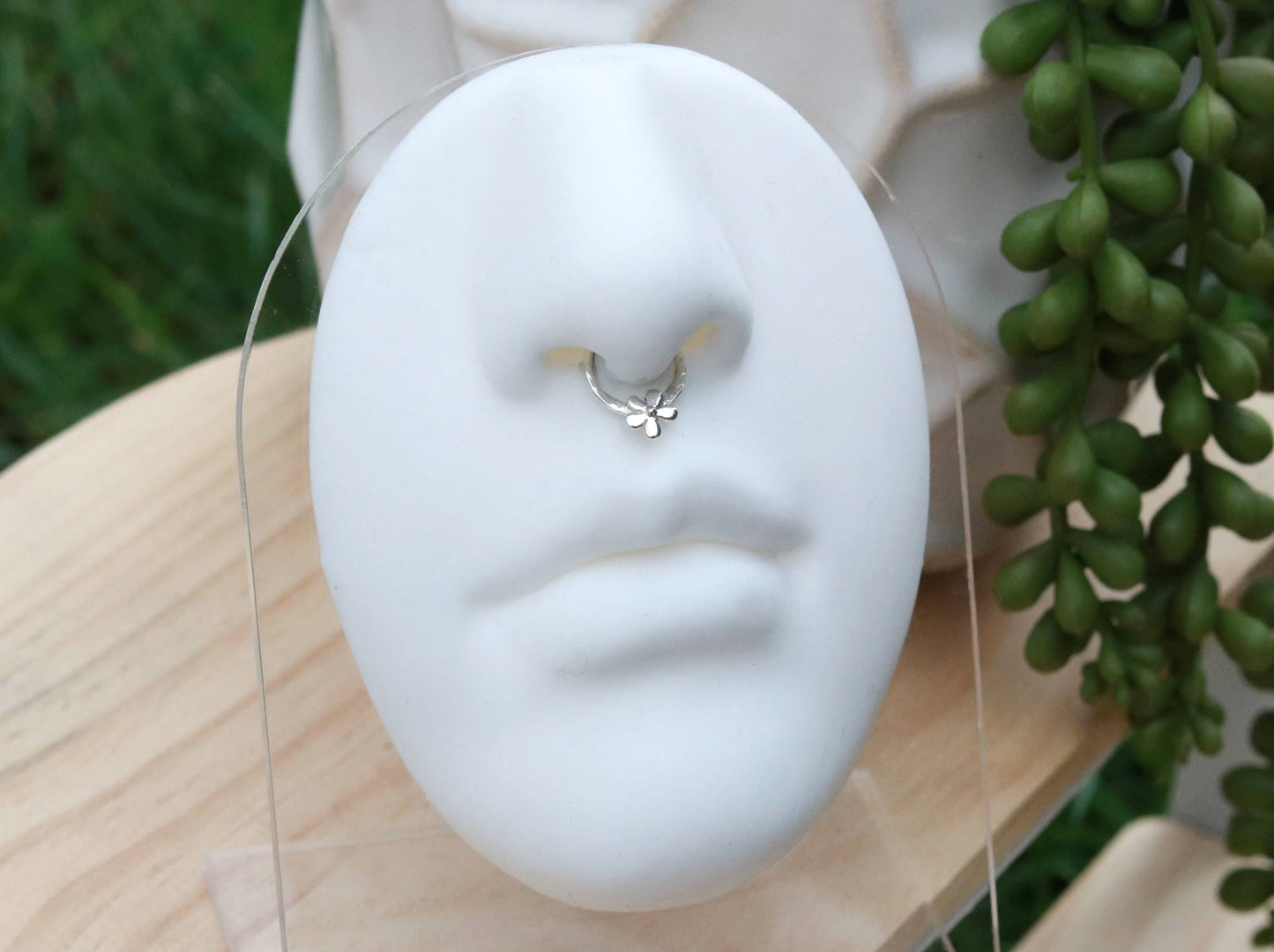 Silver flower septum hoop, septum piercing, septum jewelry, body jewelry