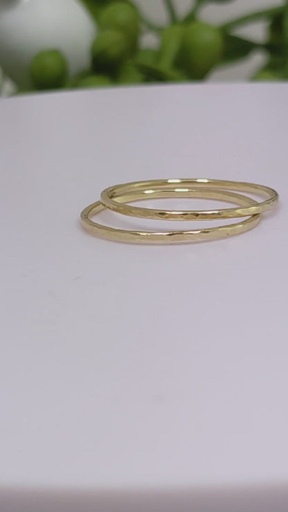 Silver or Gold Rounded Hammer Texture Stacking Ring