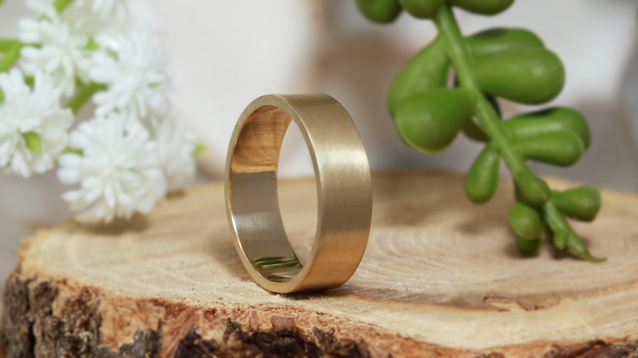 thick gold wedding band – chunky gold ring, 7mm wide - RAVENS REFUGE