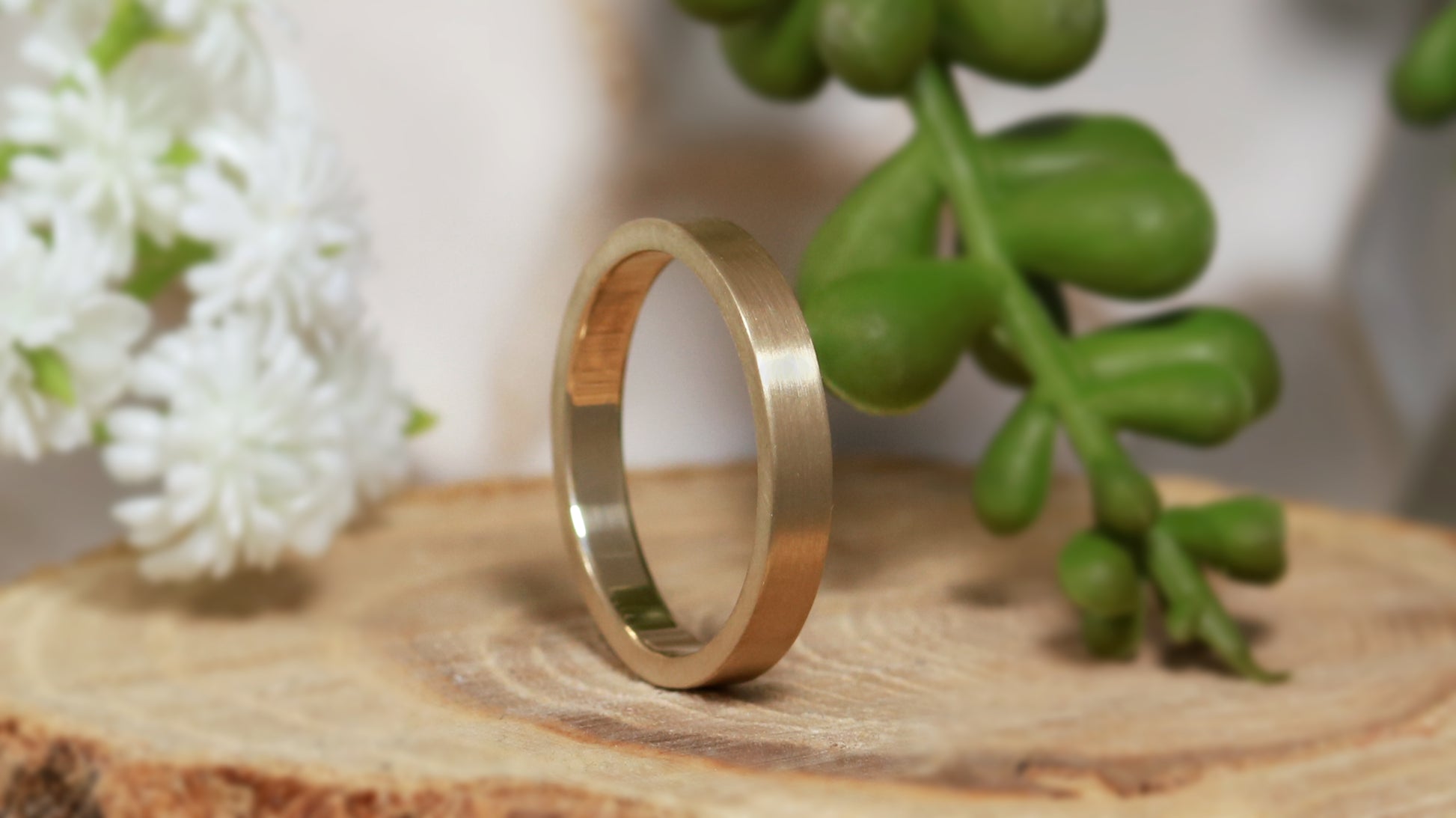 3mm Solid 14k Gold Matte Finish Outside, Polished Inside, Ring Band, wedding band.