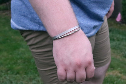 6mm sterling silver cuff, unisex, with a soft hammer texture.