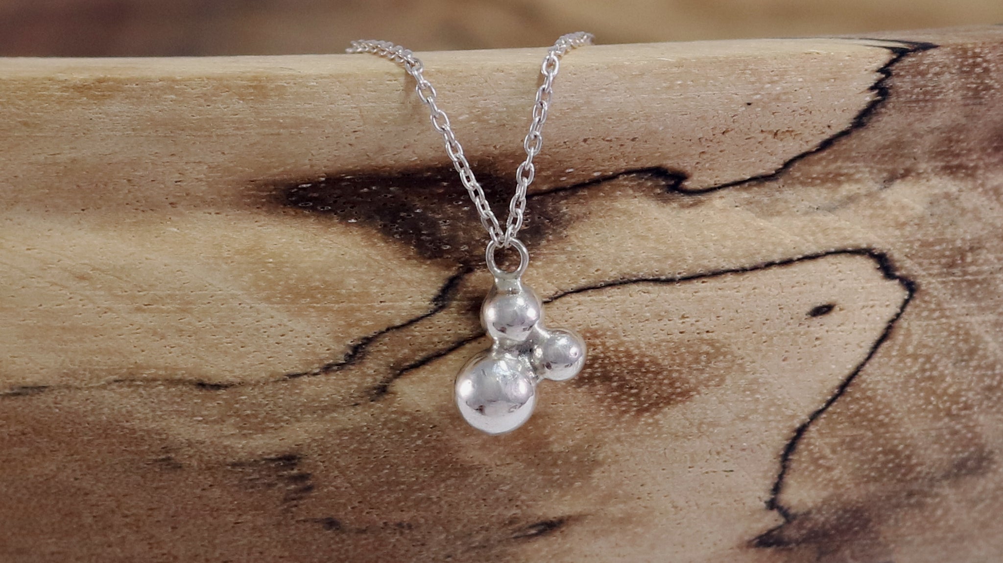 Silver or Gold Tri Bubble Pyramid Necklace In Good Company Jewelry