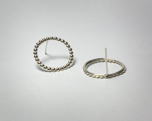 Sterling silver stud earrings, bubble circles.