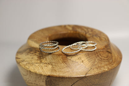 Twisted sterling silver stacking ring.